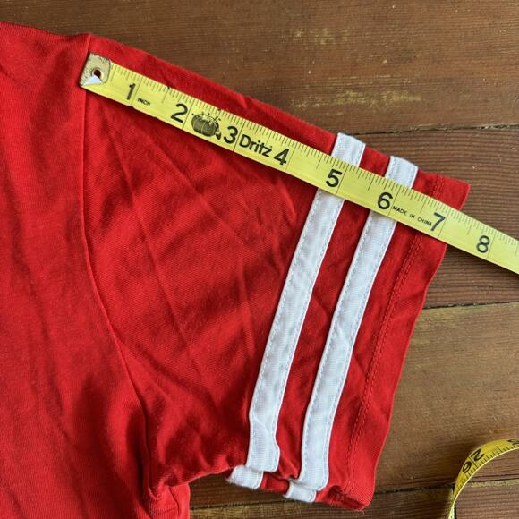 Vintage 90s LEVI’S Red Ringer Crop Top Stretch T Shirt Jersey Tee Grunge Y2K M - Picture 6 of 8